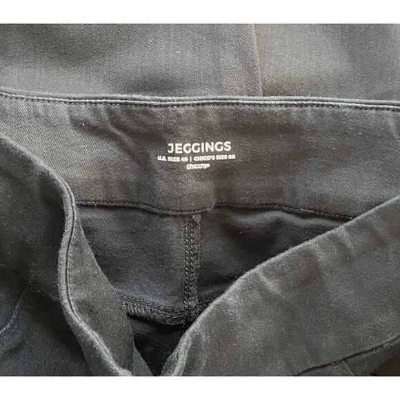 Chicos Jeggings Black Stretch Dark Wash Mid Rise Denim - Picture 7 of 8